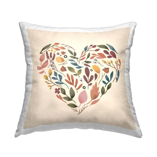 Stupell Industries Autumnal Botanicals Heart Shape Throw Pillow